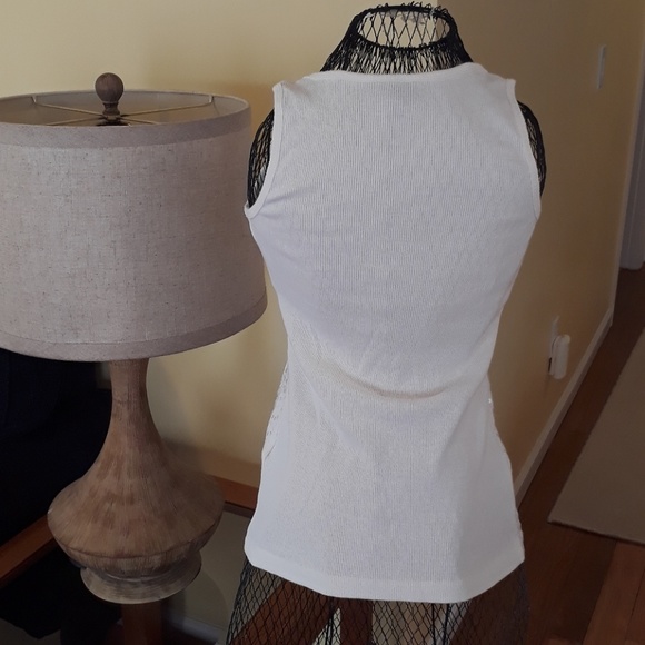 *SOLD* Roz & Ali Off White Sequin Tank Top Size S - Picture 3 of 8